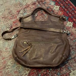 Brown leather foley and corina purse